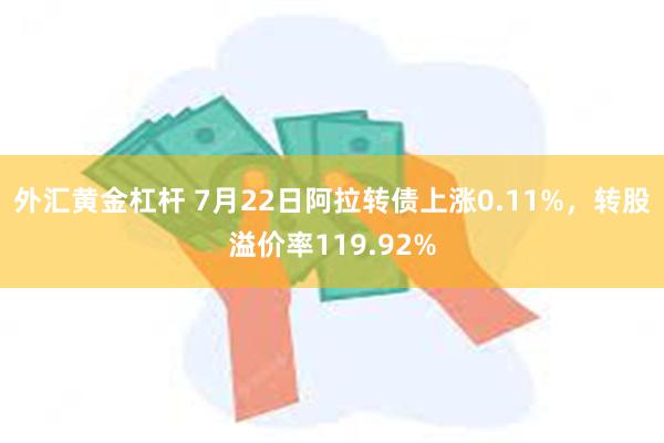 外汇黄金杠杆 7月22日阿拉转债上涨0.11%，转股溢价率119.92%